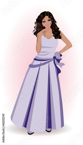 Beautiful woman in violet dress  vector illustration