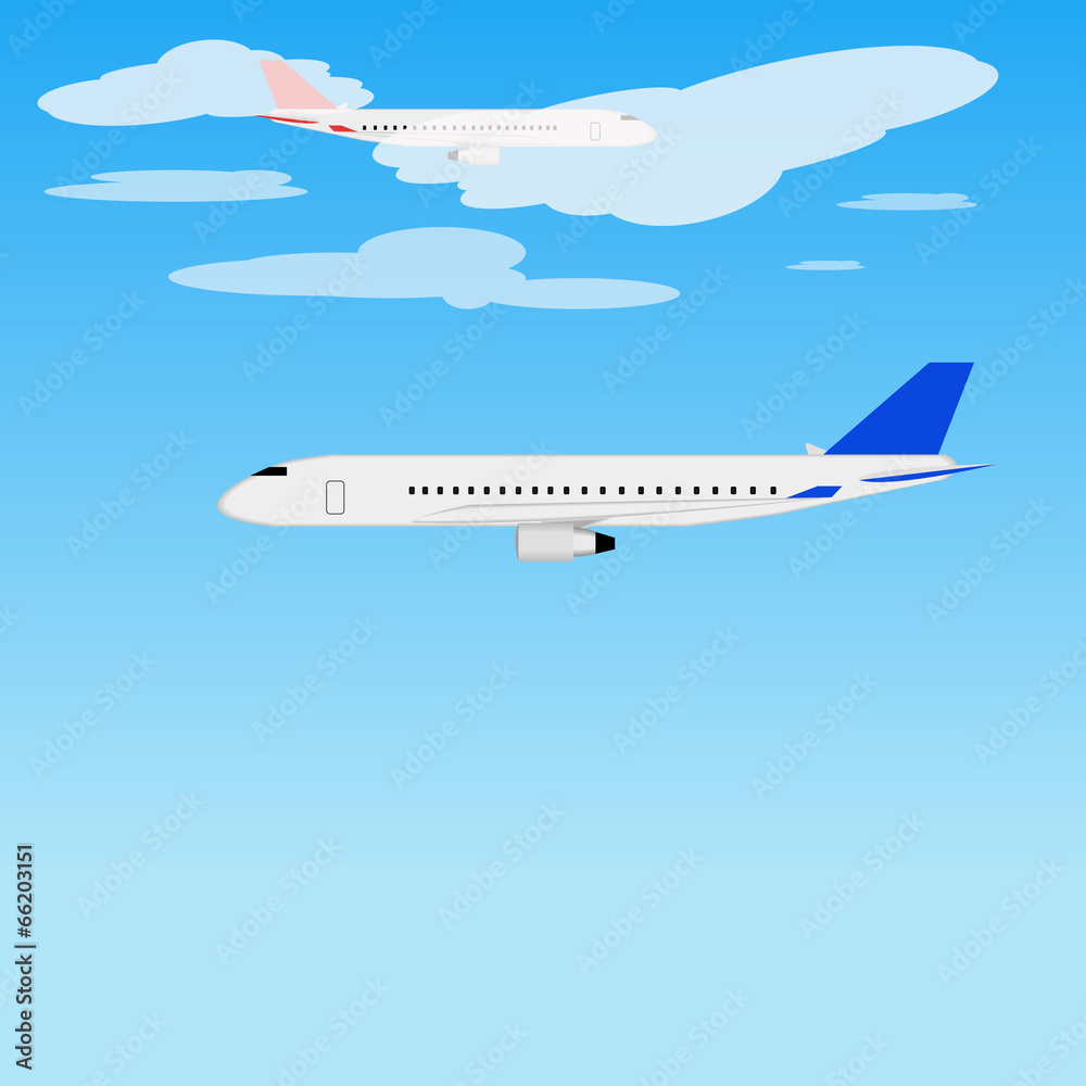 Airplanes flying