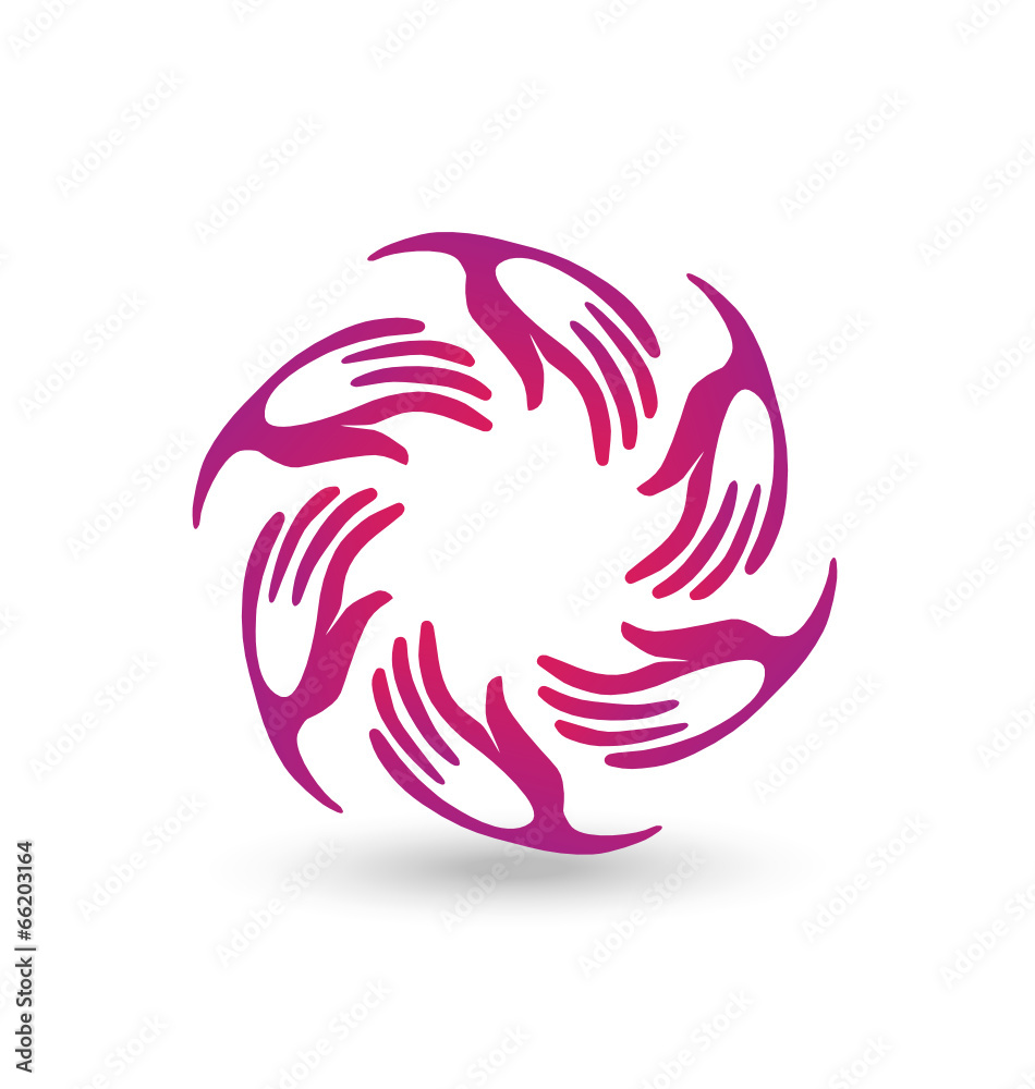 Teamwork hands flower logo vector Teamwork hands flower logo vector