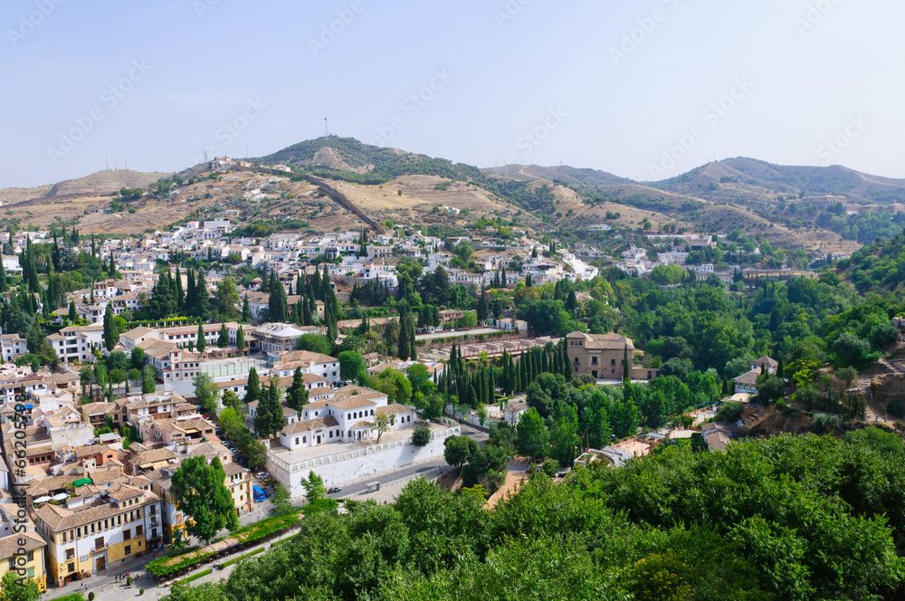 Albayzin district, view from the Palacio de la Alhambra in Grana
