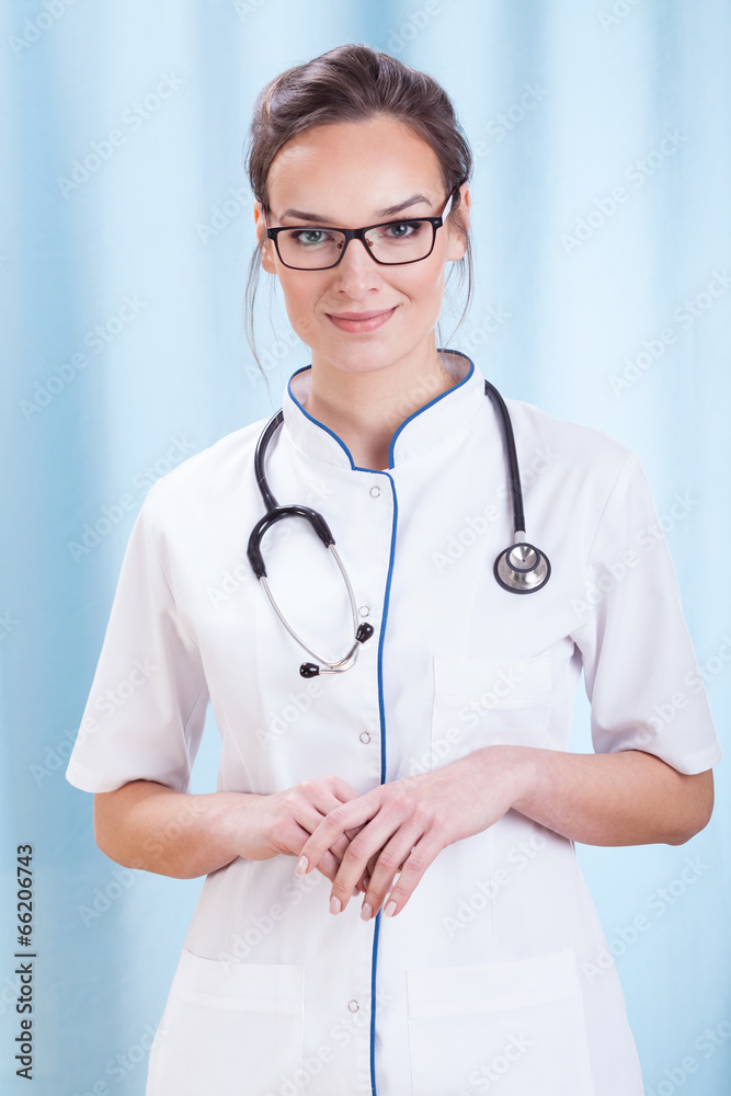 Smiling female doctor with stethoscope Smiling female doctor with stethoscope