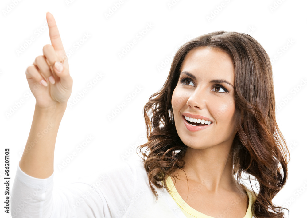 Beautiful young woman showing blank signboard Beautiful young woman showing blank signboard