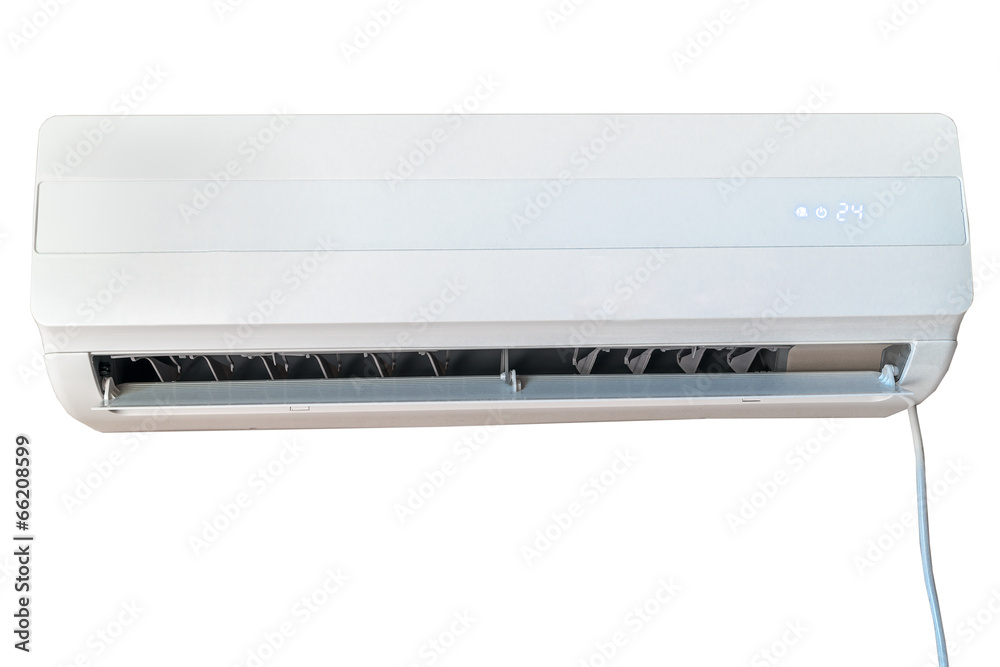 Air conditioner, front view, isolated on white background Air conditioner, front view, isolated on white background