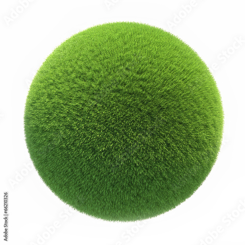 Green Grass Ball on white background