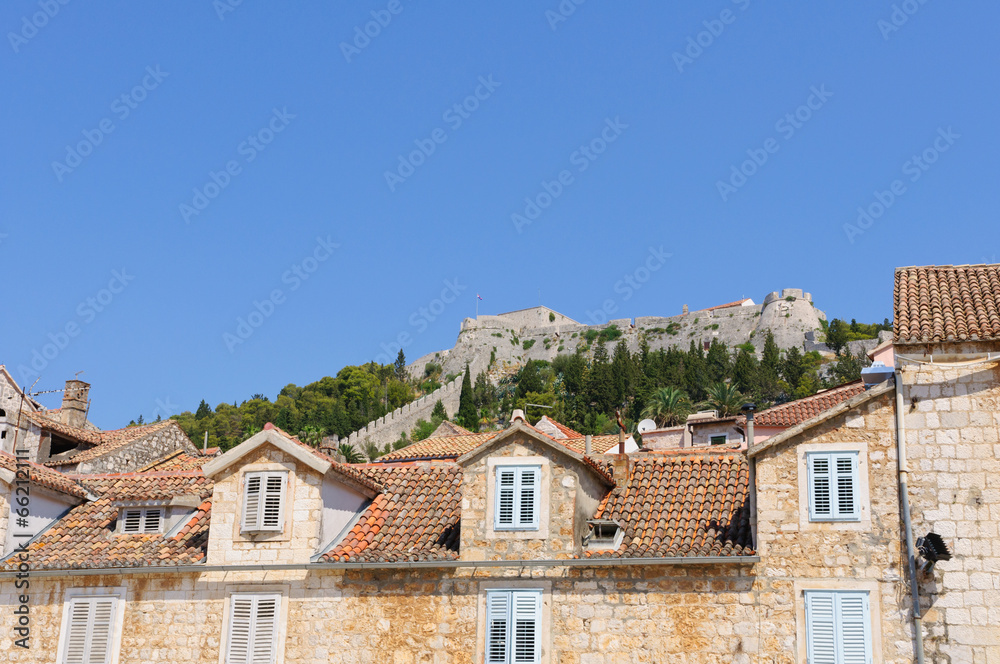 Cityscape and the Fortress of Hvar in Croatia