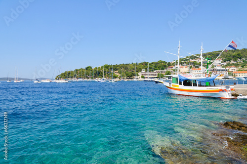 The port of Hvar and Adriatic sea in Croatia