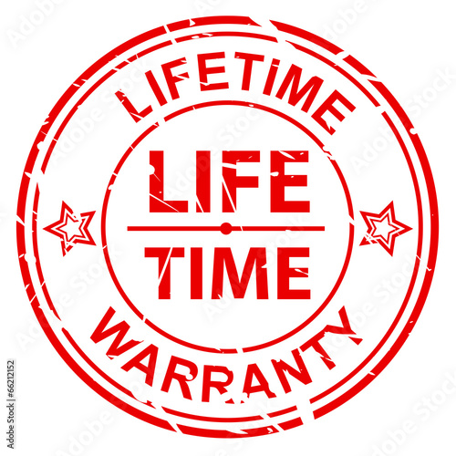 LIFETIME WARRANTY on grunge red stamp