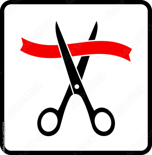 scissors cutting red ribbon
