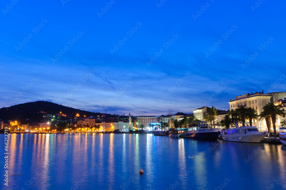 Night view of Split in Croatia