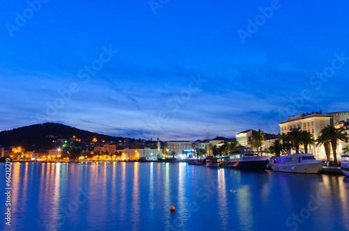 Night view of Split in Croatia
