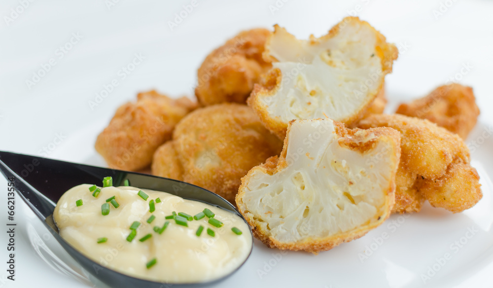 Fried cauliflower with homemade mayonnaise Fried cauliflower with homemade mayonnaise