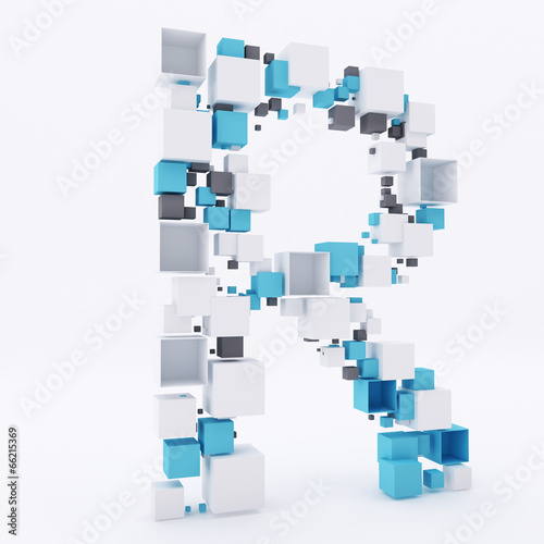 3D letter R build out of cubes