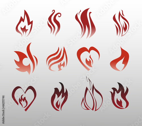 Icons vector flames, fire