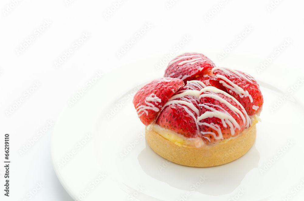 Strawberry tart isolated on white