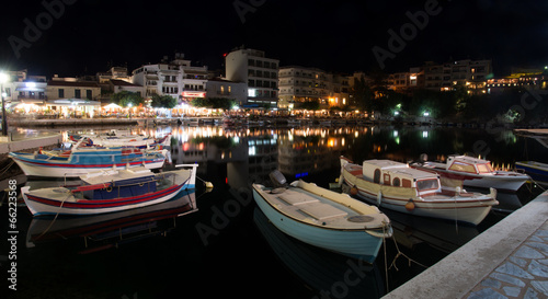 Aghios Nikolaos night cityscape  eastern Crete  Greece