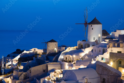 Beautiful Oia village view after sunset in Santorini island