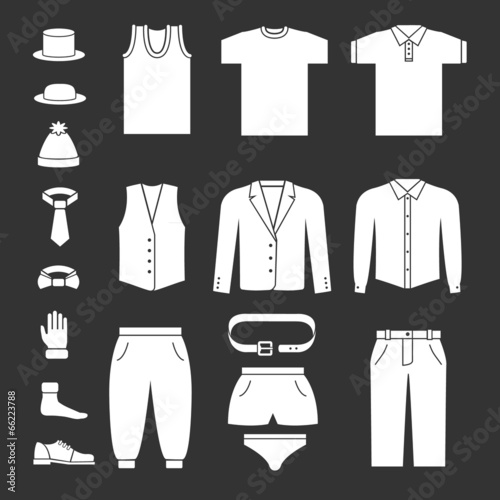 Set icons of men's clothes and accessories