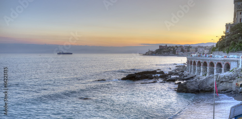 Photos Genova, Quarto dei Mille sunset panorama color image