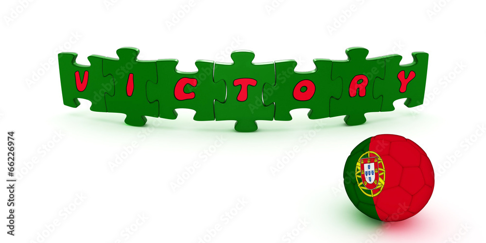 Obraz premium 3d puzzle with word victory and ball with flag