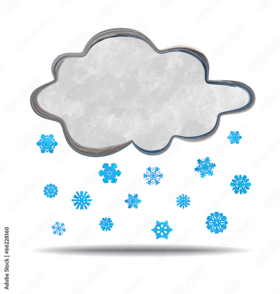 grunge illustration of a cloud and snowflakes grunge illustration of a cloud and snowflakes