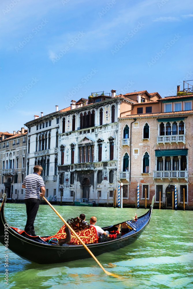 Fototapeta premium Venice canal with gondola, Italy
