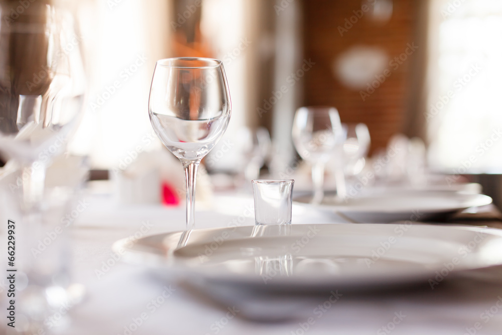 Tables set for meal