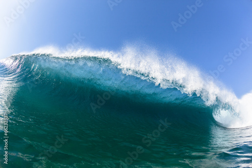 Crashing Blue Ocean Wave Swimming