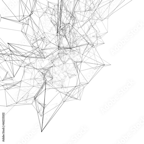 Black connected lines on white. Abstract background