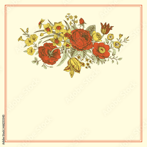 Vintage floral vector card with Victorian bouquet