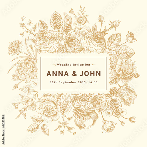 Vintage elegant wedding invitation