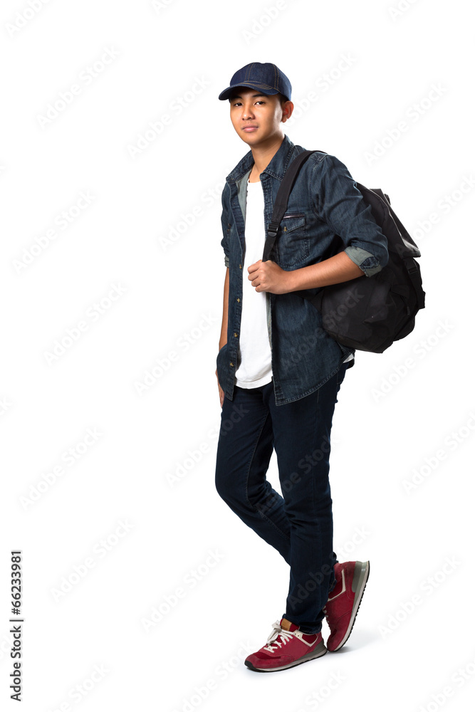 Relaxing young asian teenager boy standing Relaxing young asian teenager boy standing