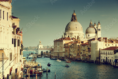 Kanał Grande i bazyliki Santa Maria della Salute, Wenecja, Włochy