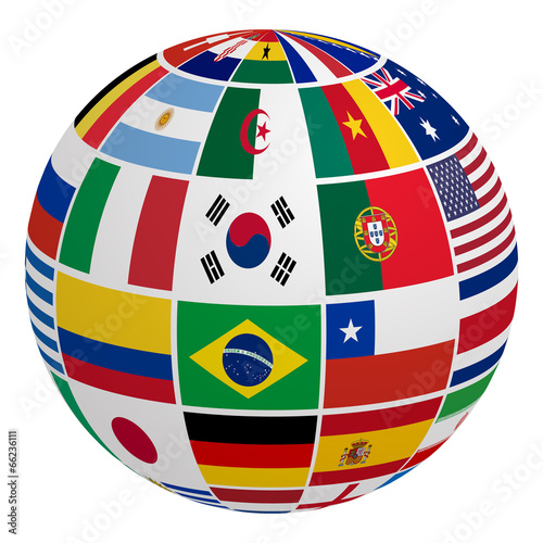 Globe of soccer team flag