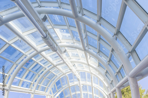 Panoramic Roof Made of White Bended Tubes