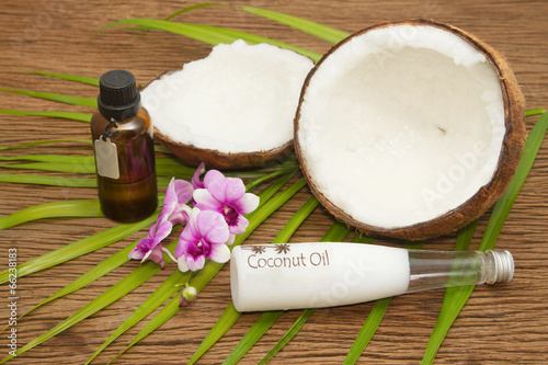 Coconut essentail oil for alternative therapy and beauty spa photo