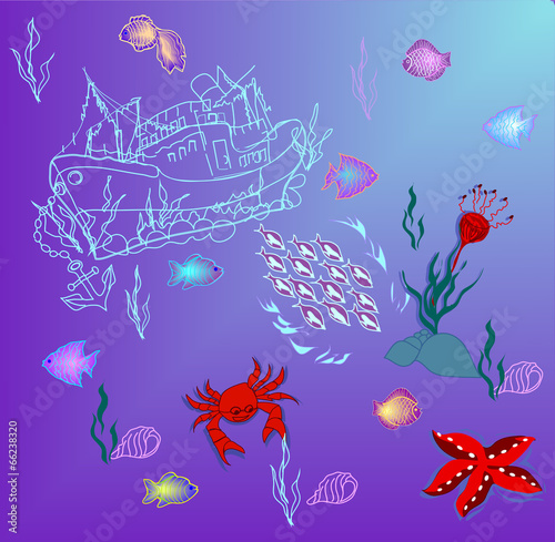 Underwater world. Vector.