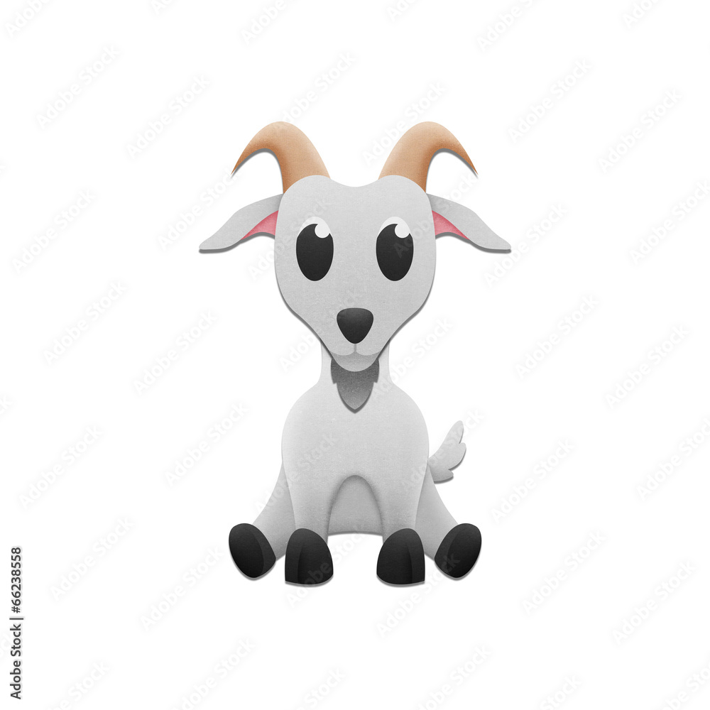 cute goat is animal cartoon in farm and zoo of paper cut