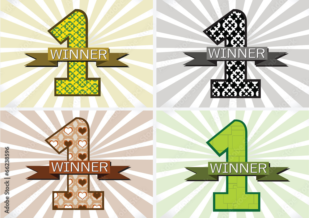 the Winner and Number One First Place sign simbol with ribbons the Winner and Number One First Place sign simbol with ribbons