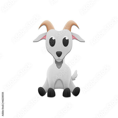 Obraz na płótnie cute goat is animal cartoon in farm and zoo of paper cut w salonie