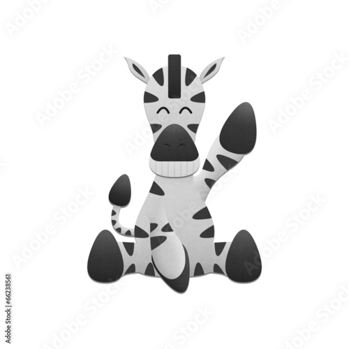 cute zebra is animal cartoon in safari zoo from africa of paper