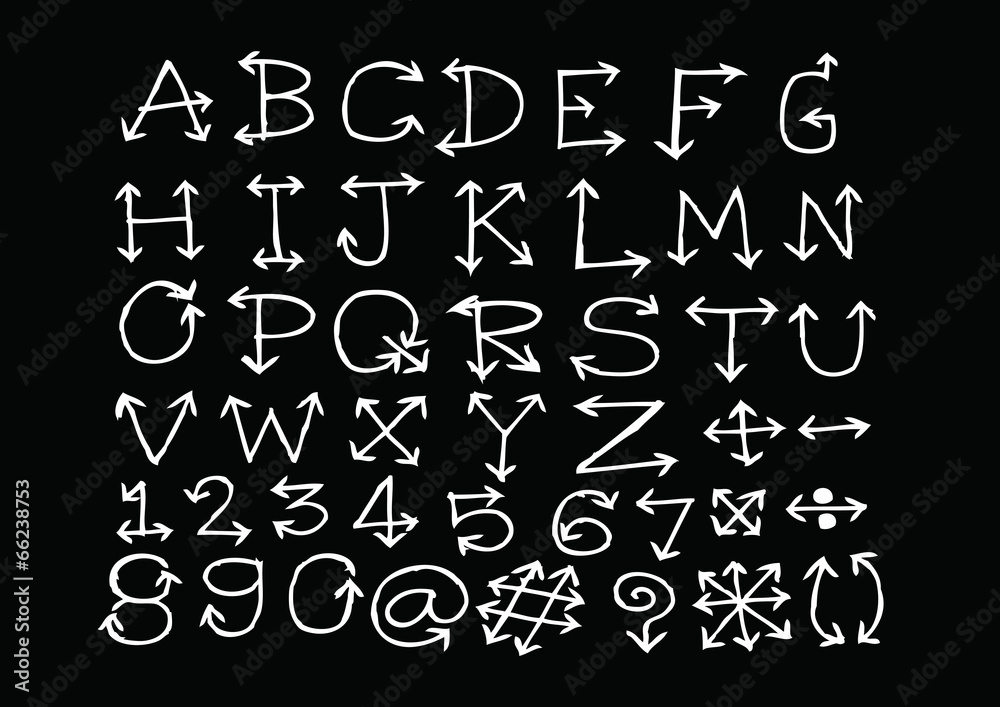 sketch arrows alphabet , Arrow font A through Z and numbers sketch arrows alphabet , Arrow font A through Z and numbers