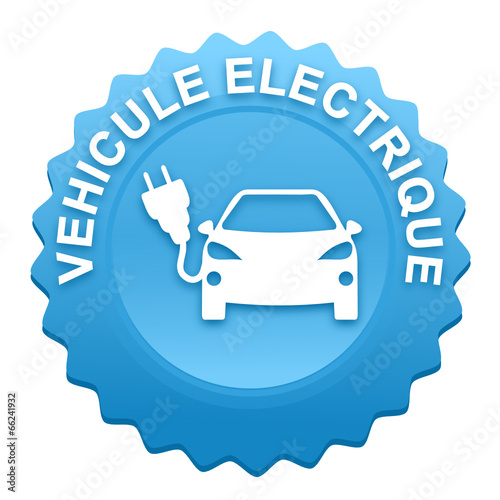 véhicule électrique sur bouton web denté bleu