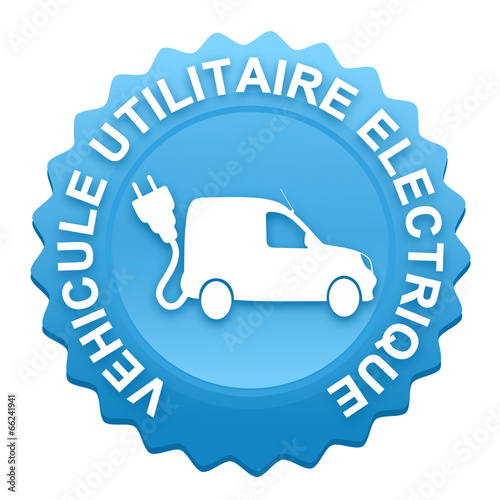 véhicule utilitaire électrique sur bouton web denté bleu