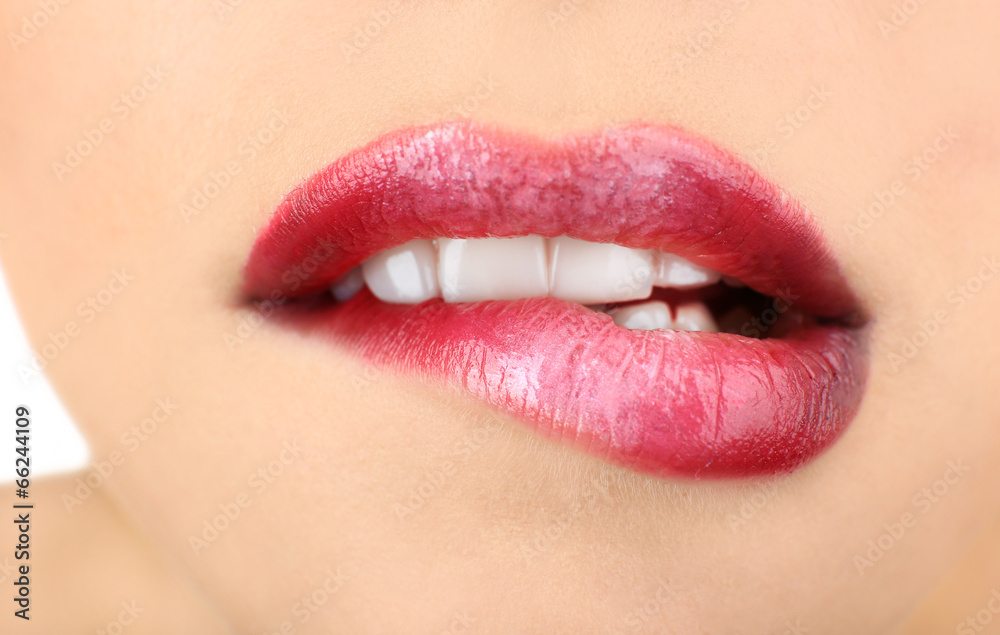 Beautiful female lips, close up Beautiful female lips, close up