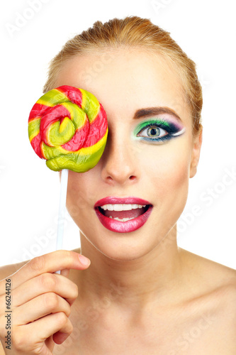 Beautiful woman with colorf...