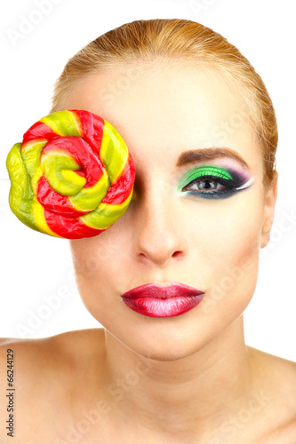 Beautiful woman with colorf...