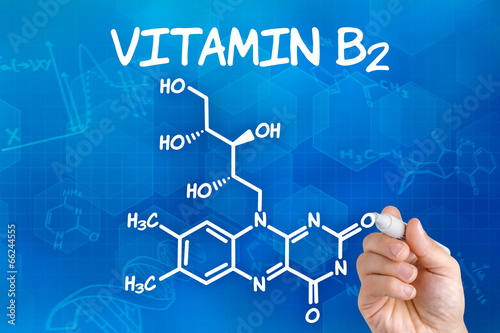 Canvastavla Hand zeichnet chemische Strukturformel von Vitamin B2