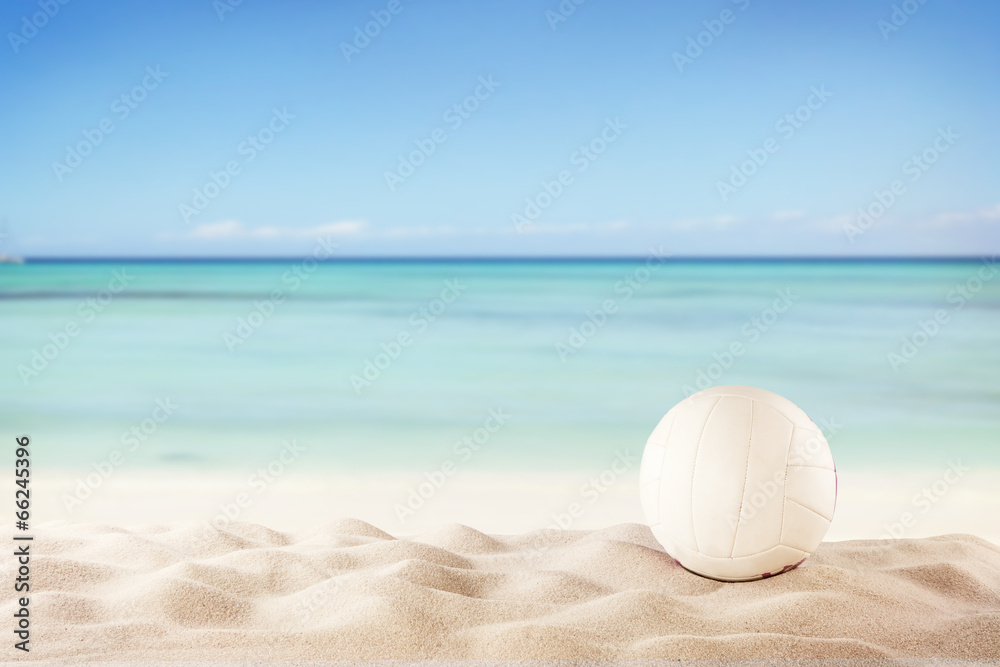 Summer beach with volleyball ball