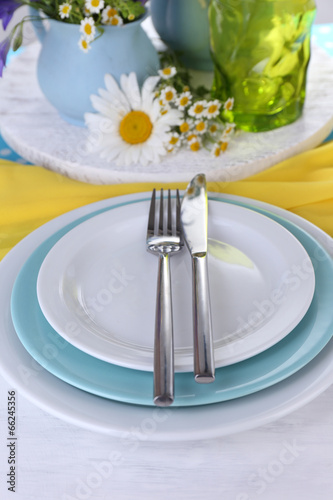 Blue table setting close-up