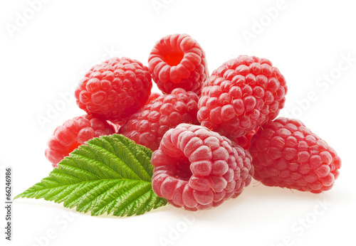 raspberries with leafs